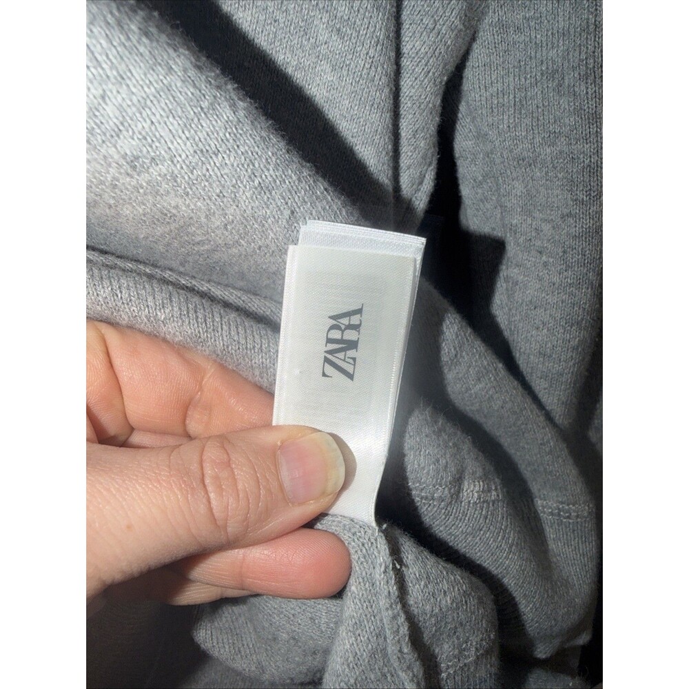 Zara Soft Knit‎ Crewneck Sweater L Gray Oversized Comfy Leisure - Picture 4 of 6